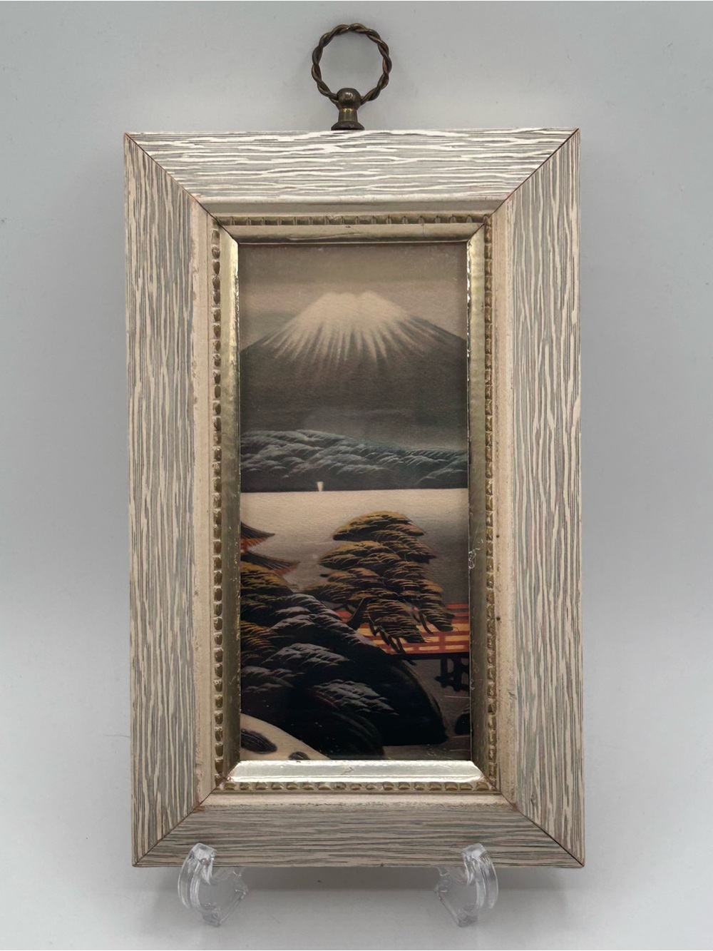 Vintage Mt Fuji Japan Village Print 1956 1950s Donald Art Company Framed 10.5"